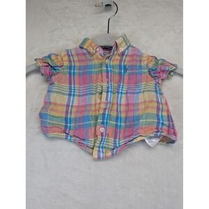 Polo Ralph Lauren Baby Boys 3M Plaid Button Down Shirt Natural Stretch Pony